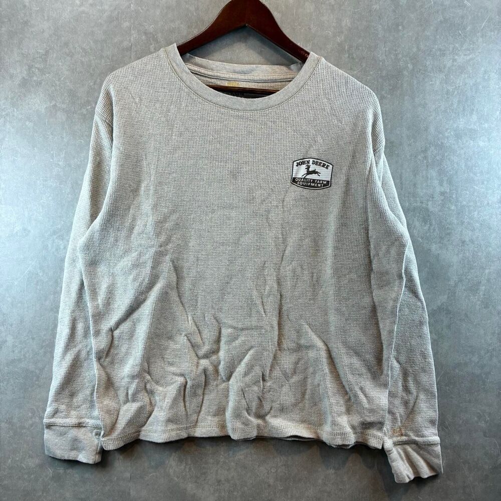 John-deere Men's Grey and Cream Shirt